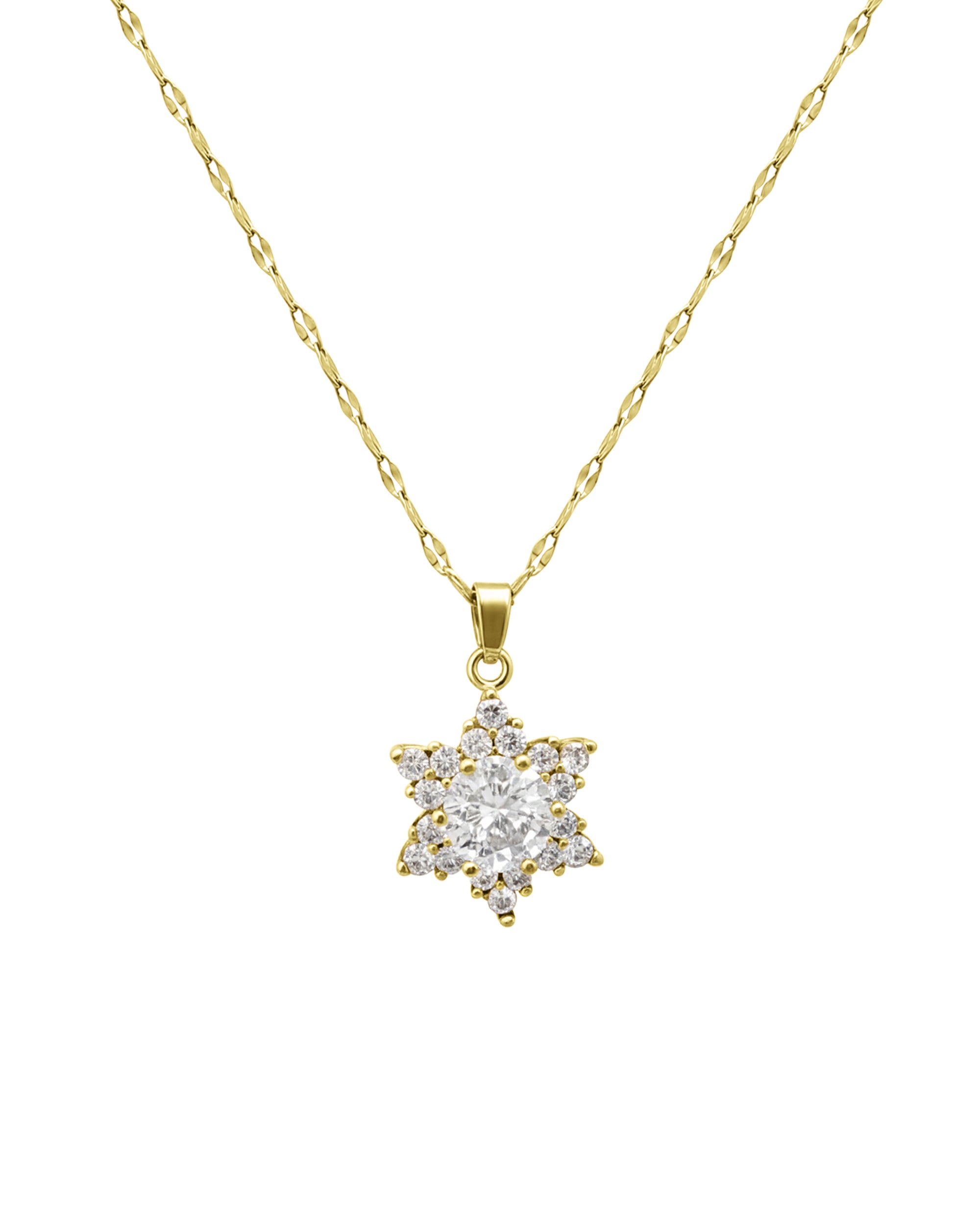 COLLIER EN ACIER DORE AVEC PENDENTIF ETOILE STRASS