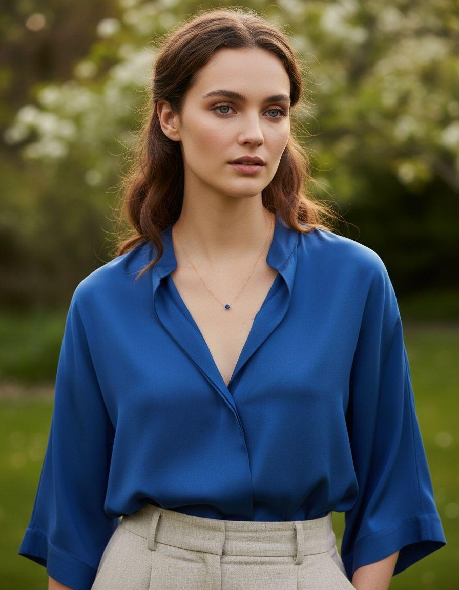 COLLIER EN ACIER DORE AVEC PENDENTIF SOLITAIRE SAPHIR