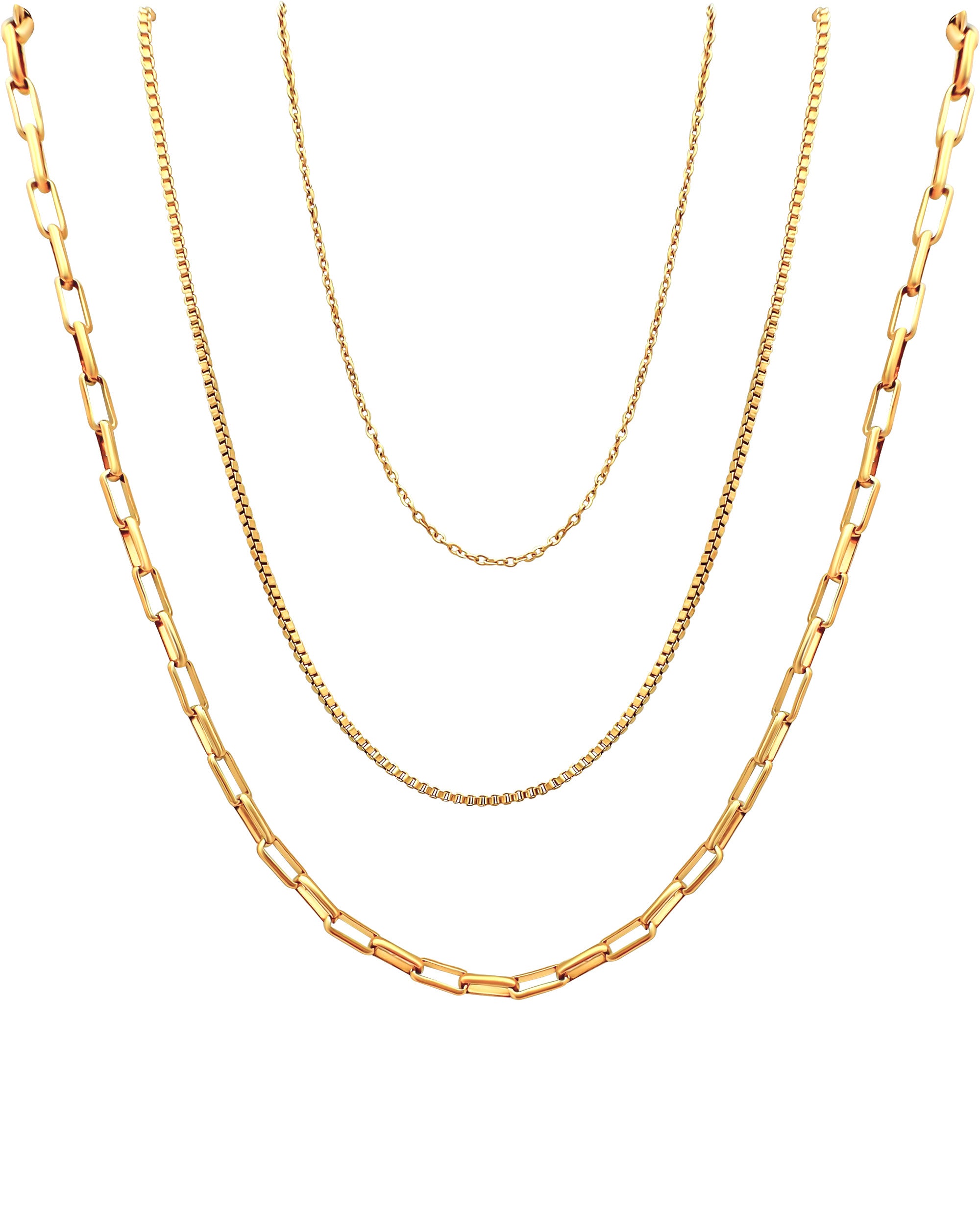 TRIPLE CHAINES EN ACIER DORE