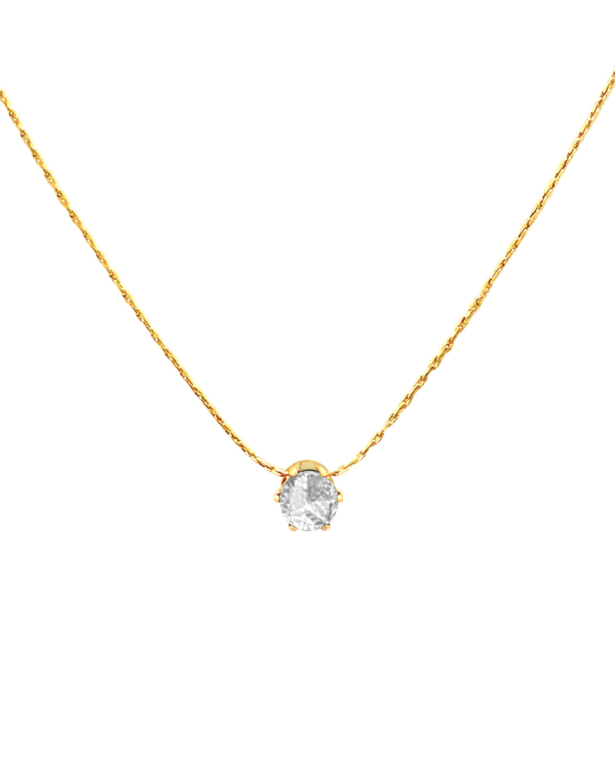 COLLIER EN ACIER DORE AVEC PENDENTIF SOLITAIRE