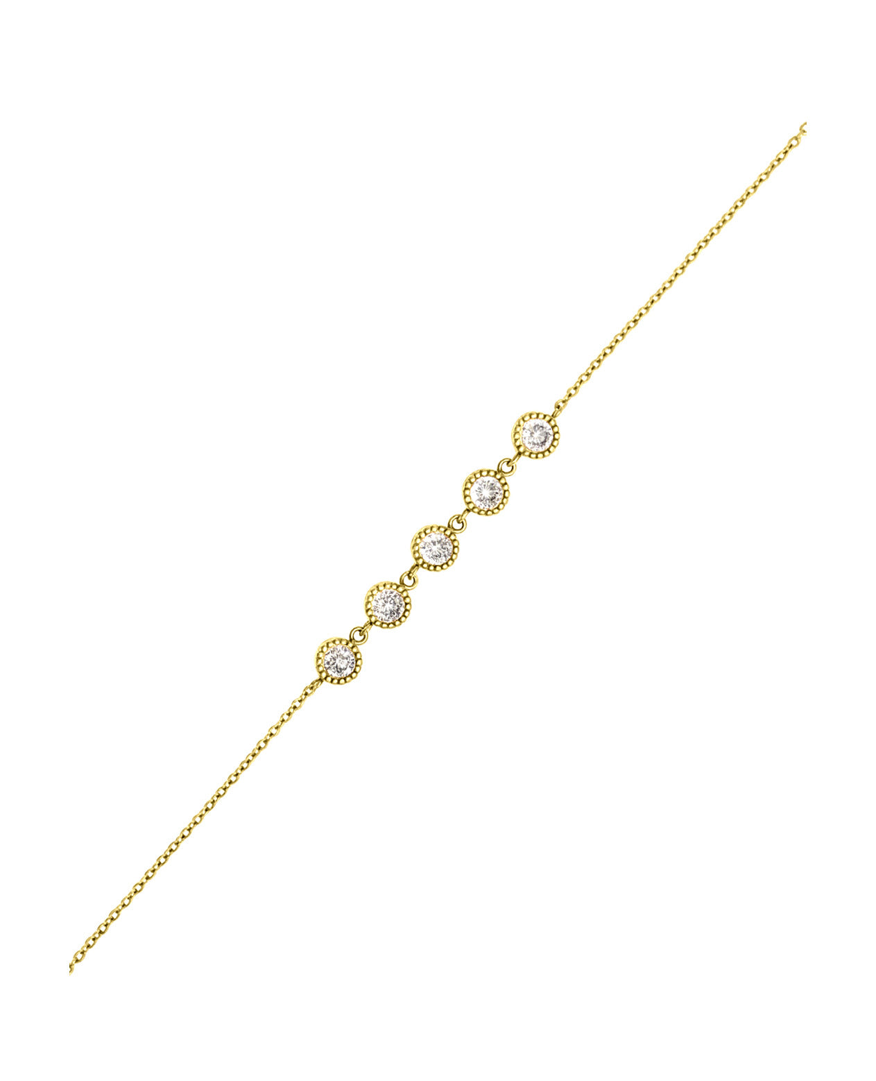 BRACELET EN ACIER DORE AVEC CERCLES ET ZIRCONIUM