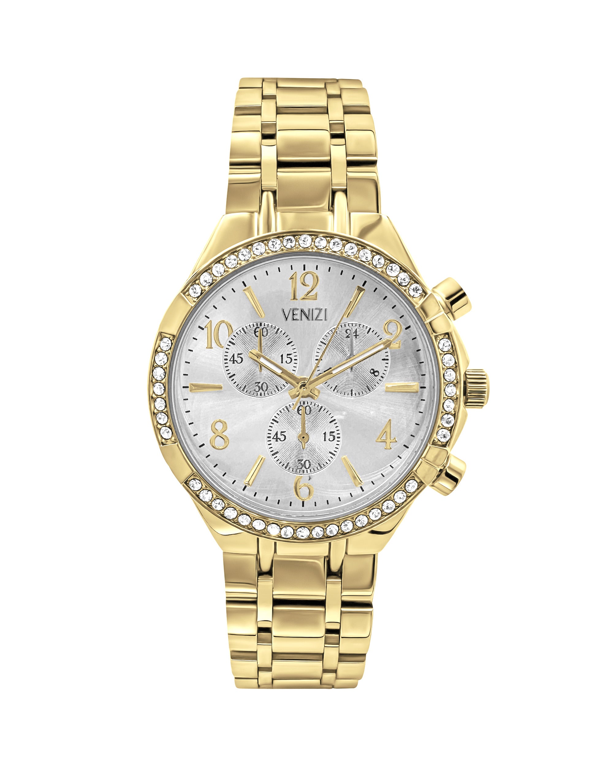 Montre Venizi dorée cadran argenté avec strass