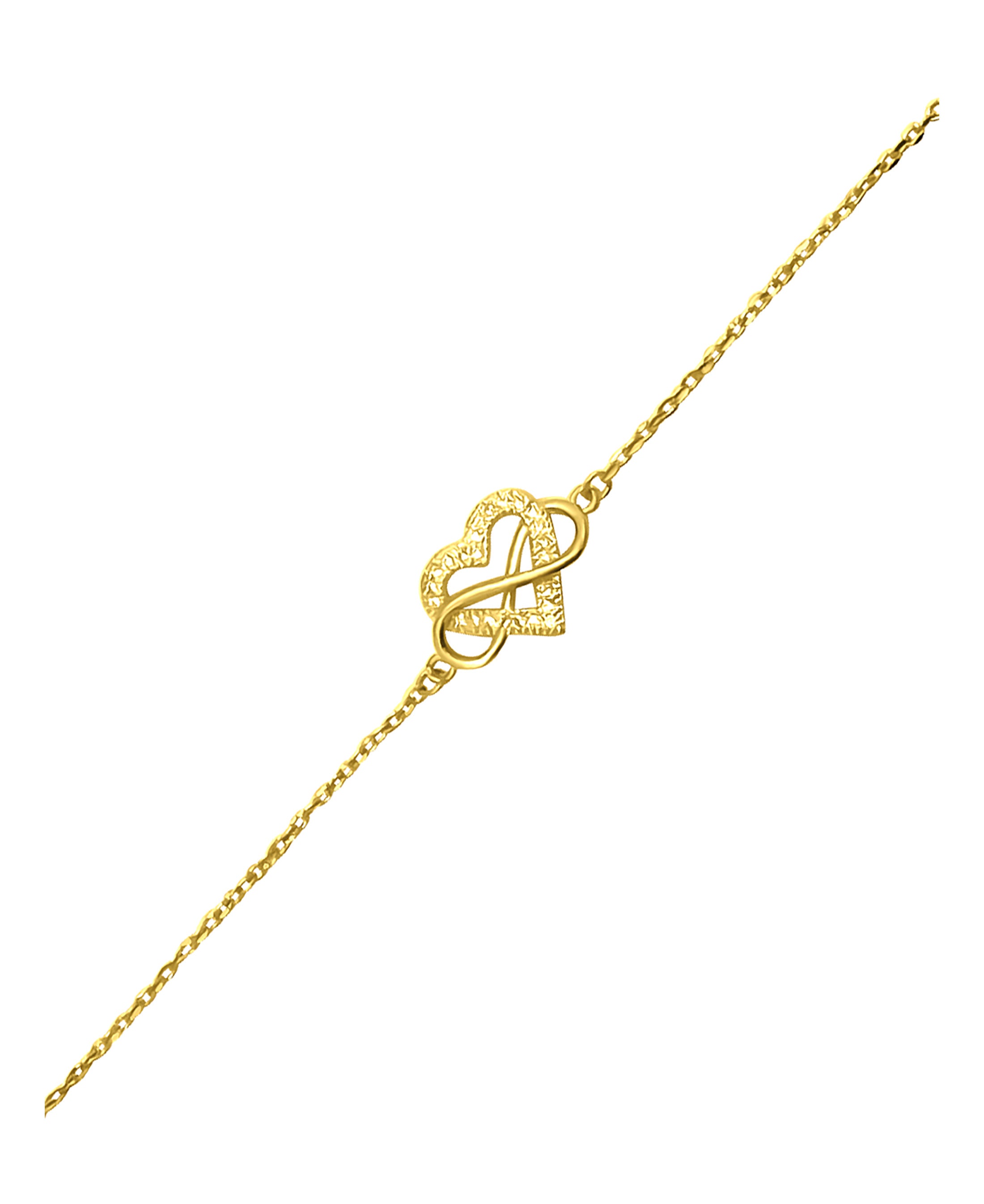 BRACELET EN ARGENT DORE INFINI ET COEUR EN ZIRCONIUM