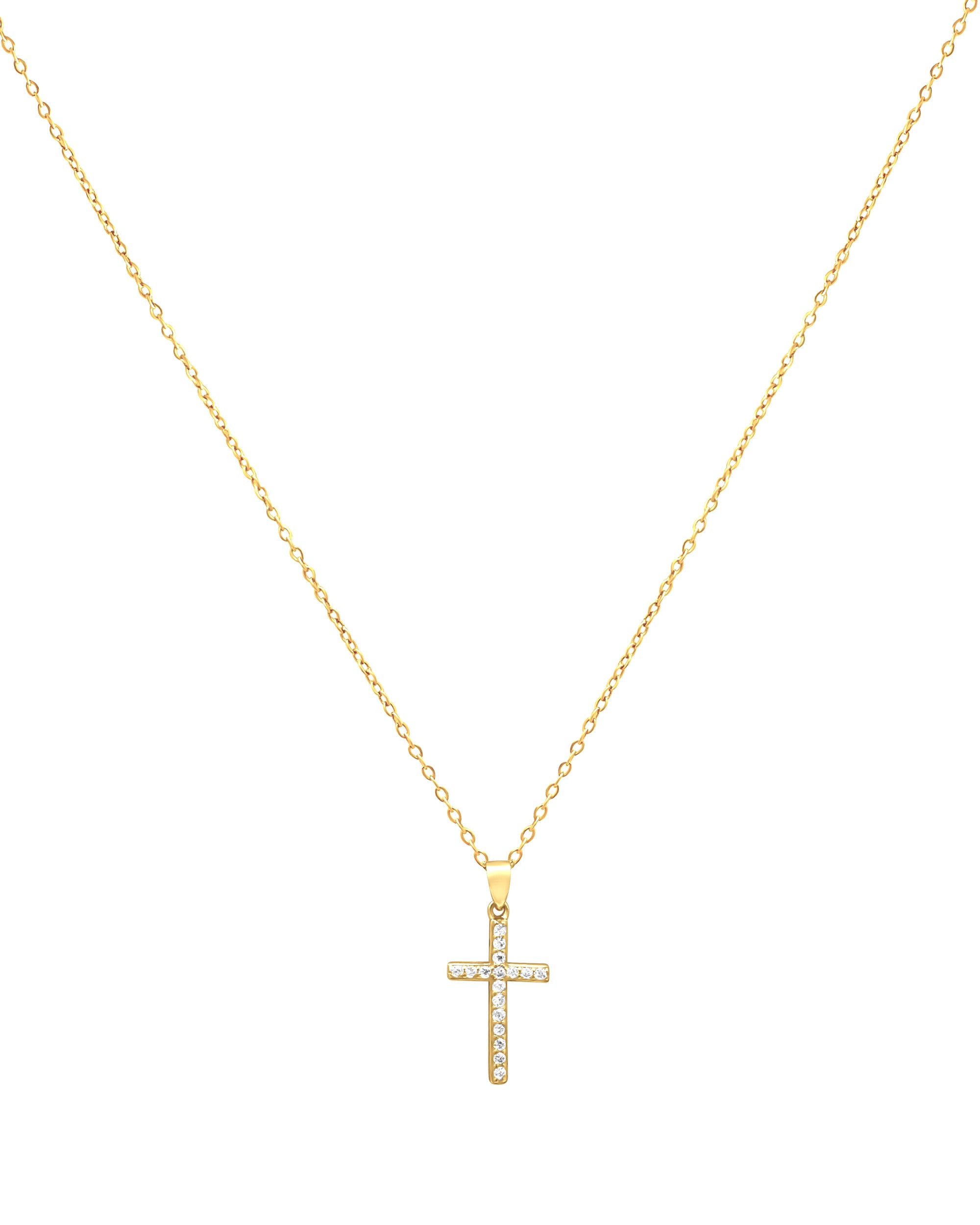 COLLIER EN ARGENT DORE PENDENTIF CROIX AVEC ZIRCONIUM