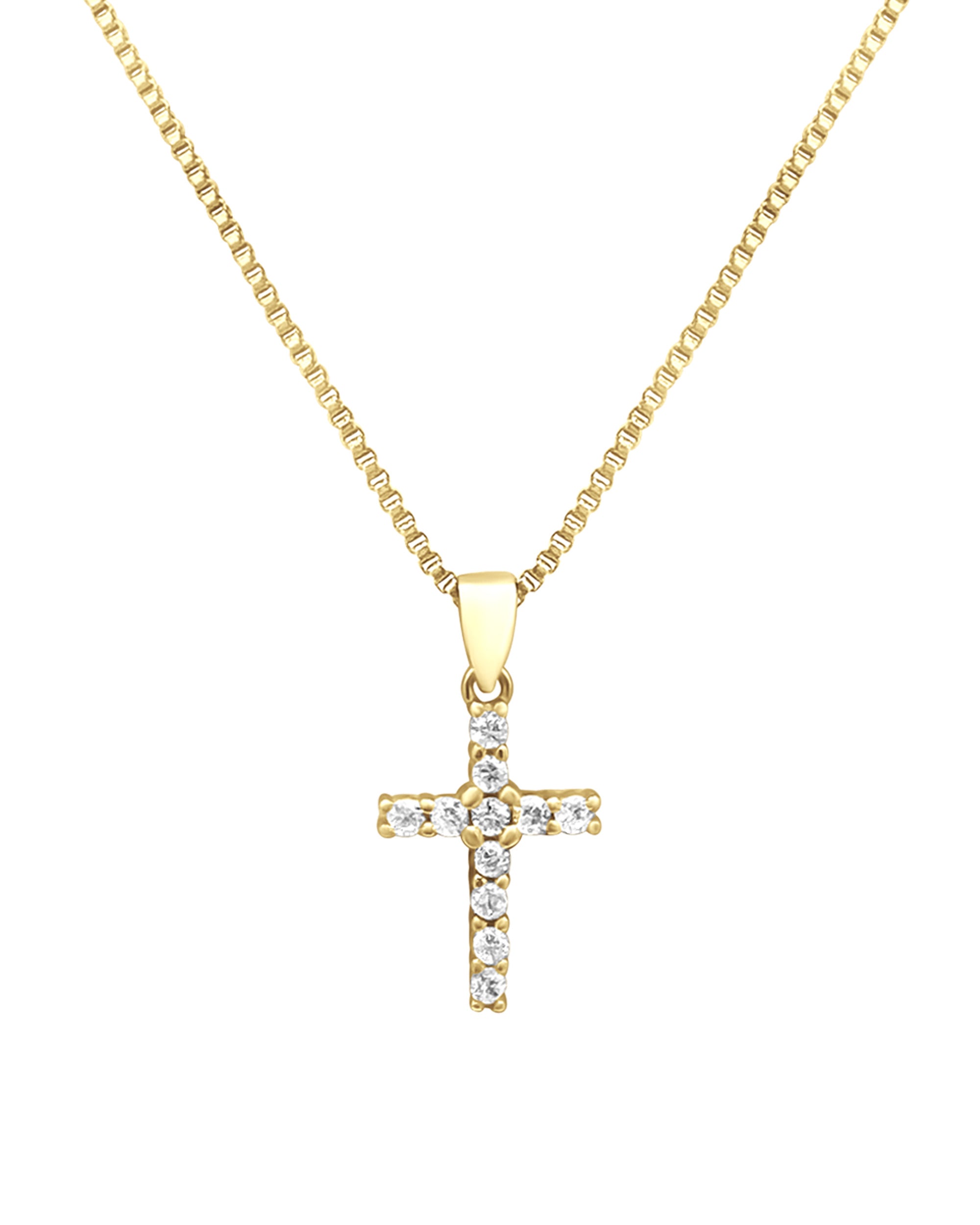 COLLIER EN ARGENT DORE PENDENTIF CROIX AVEC ZIRCONIUM