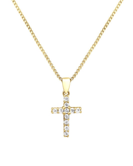 Collier en argent doré pendentif croix avec zirconium
