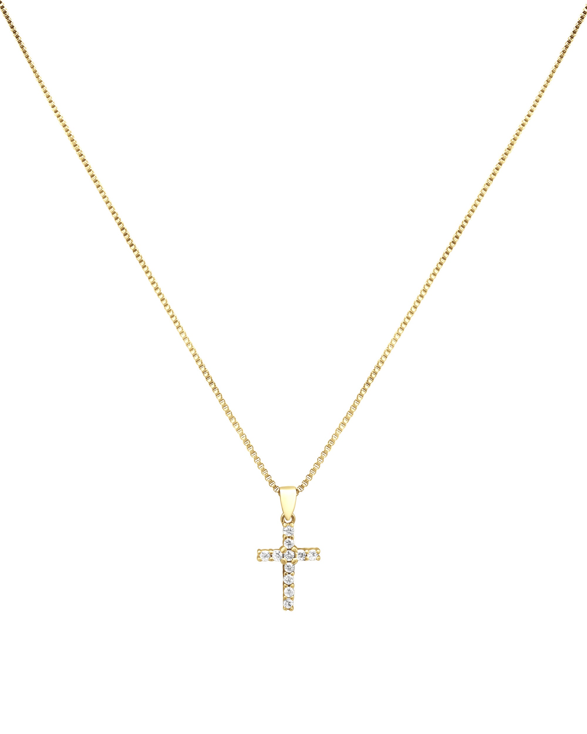 COLLIER EN ARGENT DORE PENDENTIF CROIX AVEC ZIRCONIUM