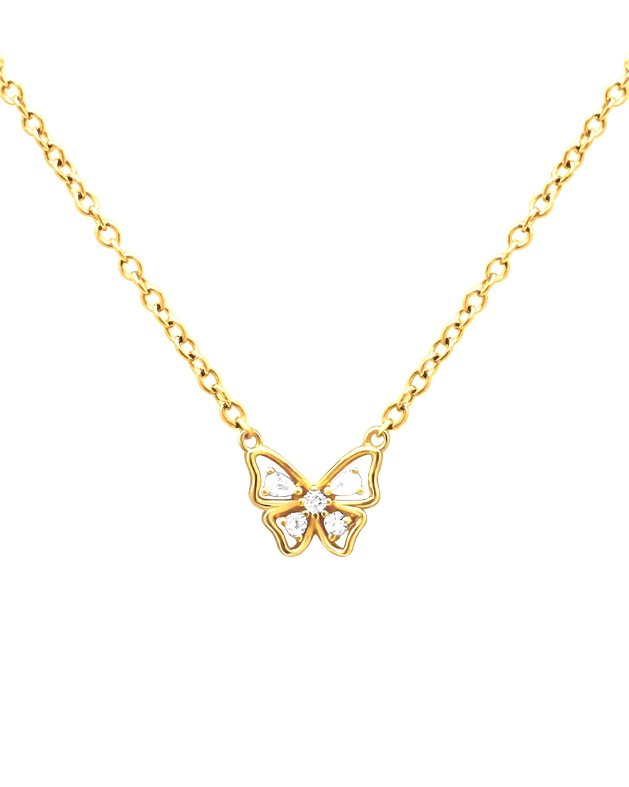 COLLIER EN ARGENT DORE PAPILLON AVEC ZIRCONIUM