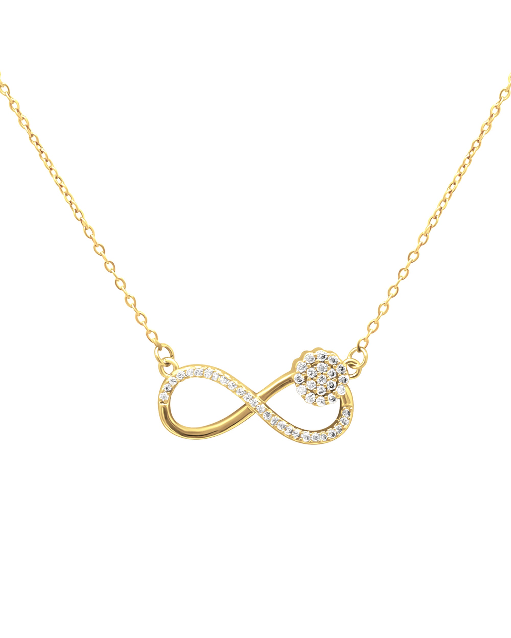 COLLIER EN ACIER DORE MOTIF INFINI AVEC ZIRCONIUM