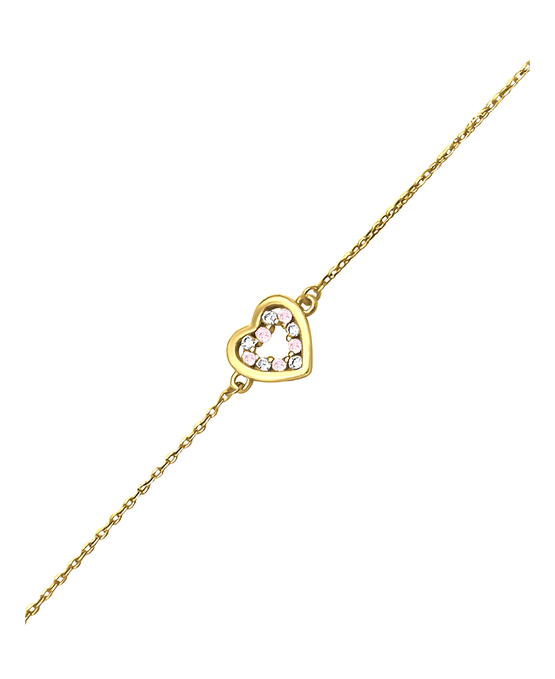 BRACELET ENFANT EN ARGENT DORE COEUR AVEC ZIRCONIUM