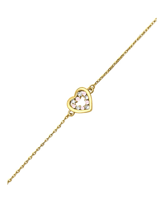 Children's gold-plated silver heart bracelet with zirconium