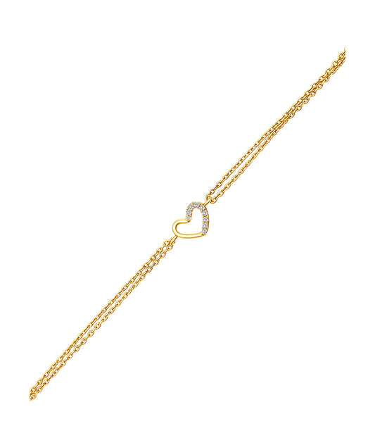 Bracelet en argent doré coeur avec zirconium
