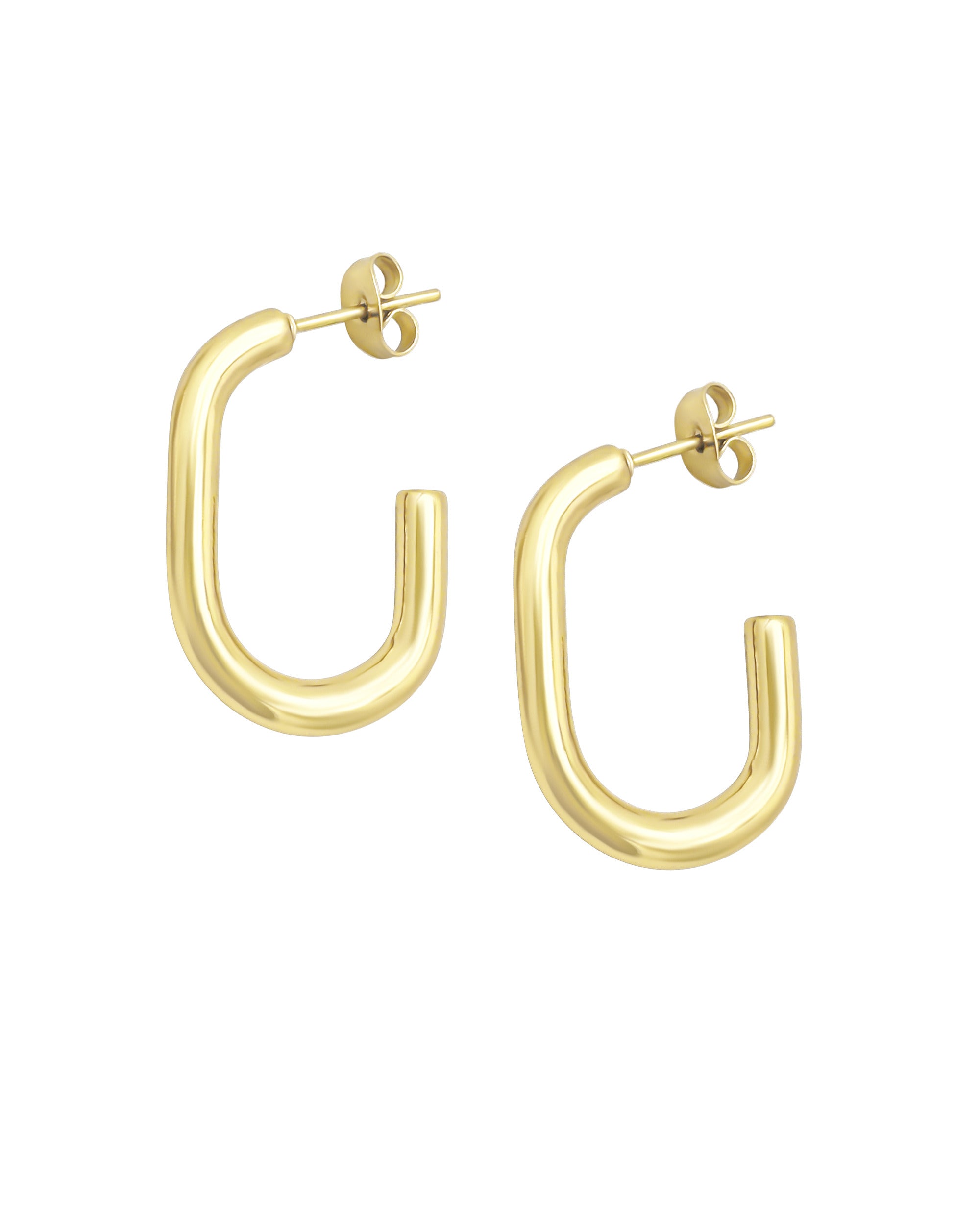 DEMI CREOLES EN ACIER DORE OVALE