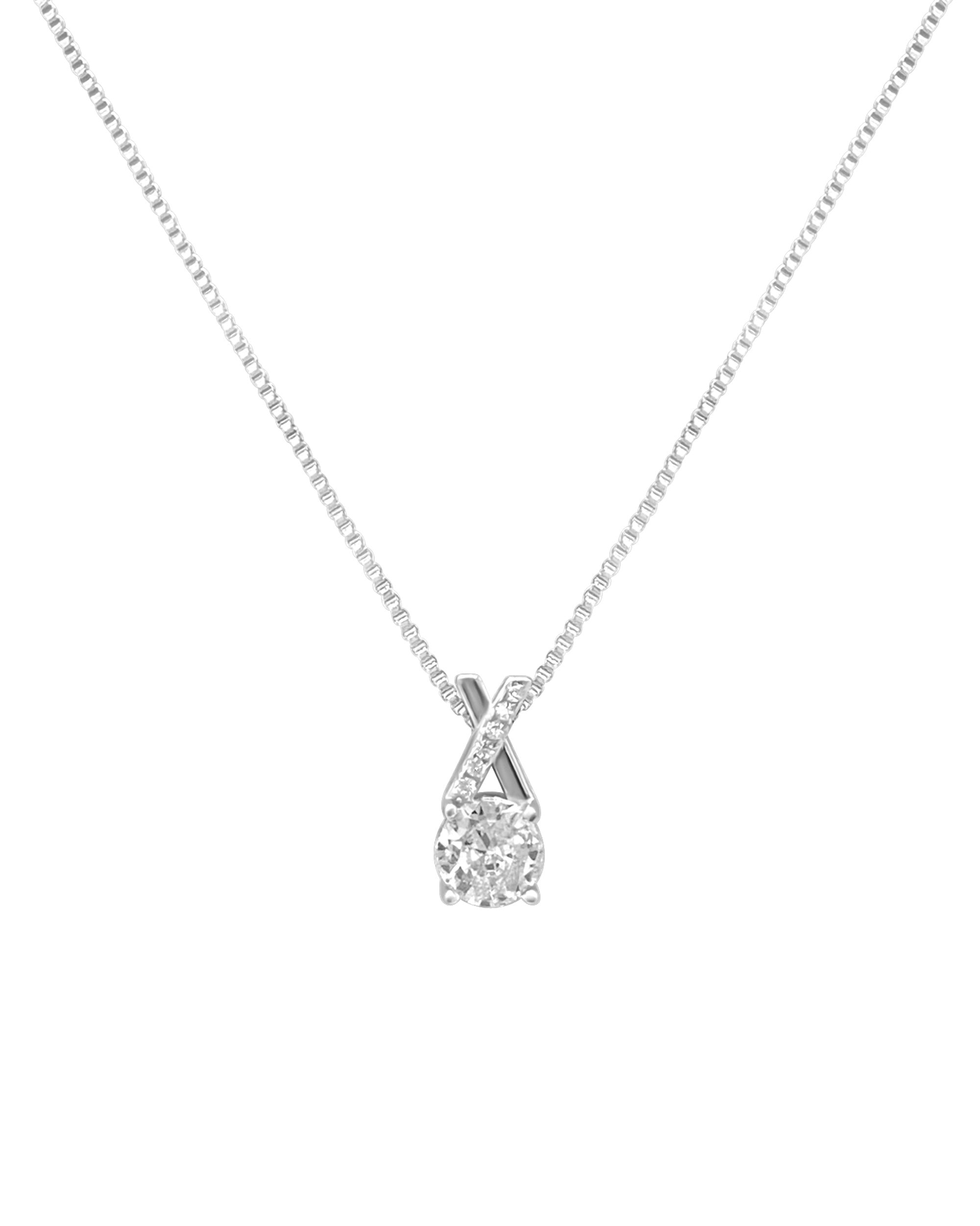 COLLIER EN ARGENT CROISE AVEC SOLITAIRE