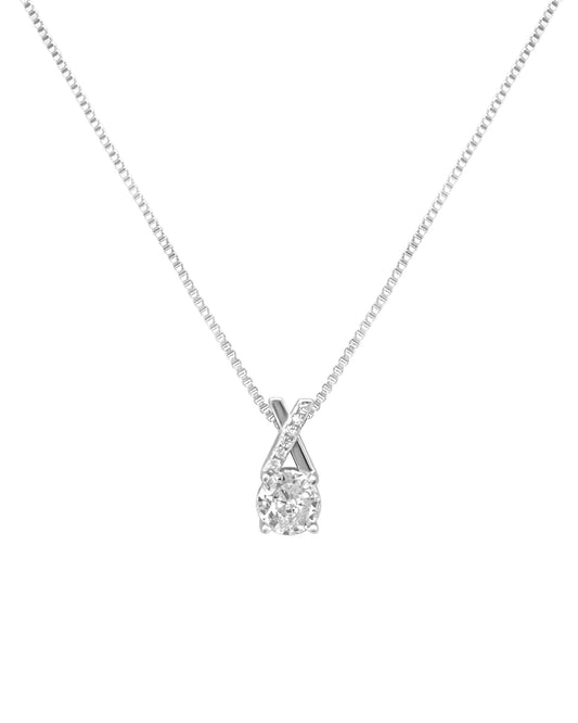 Collier en argent croise avec solitaire