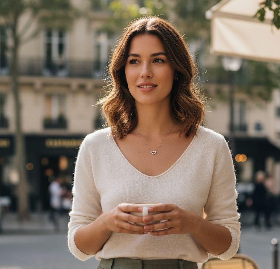 COLLIER EN ACIER MOTIF COEUR AVEC STRASS