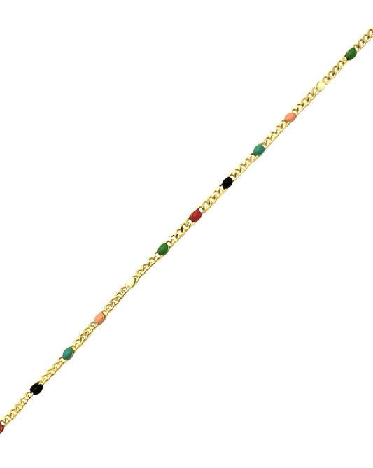 Bracelet en acier doré avec billes multicolore