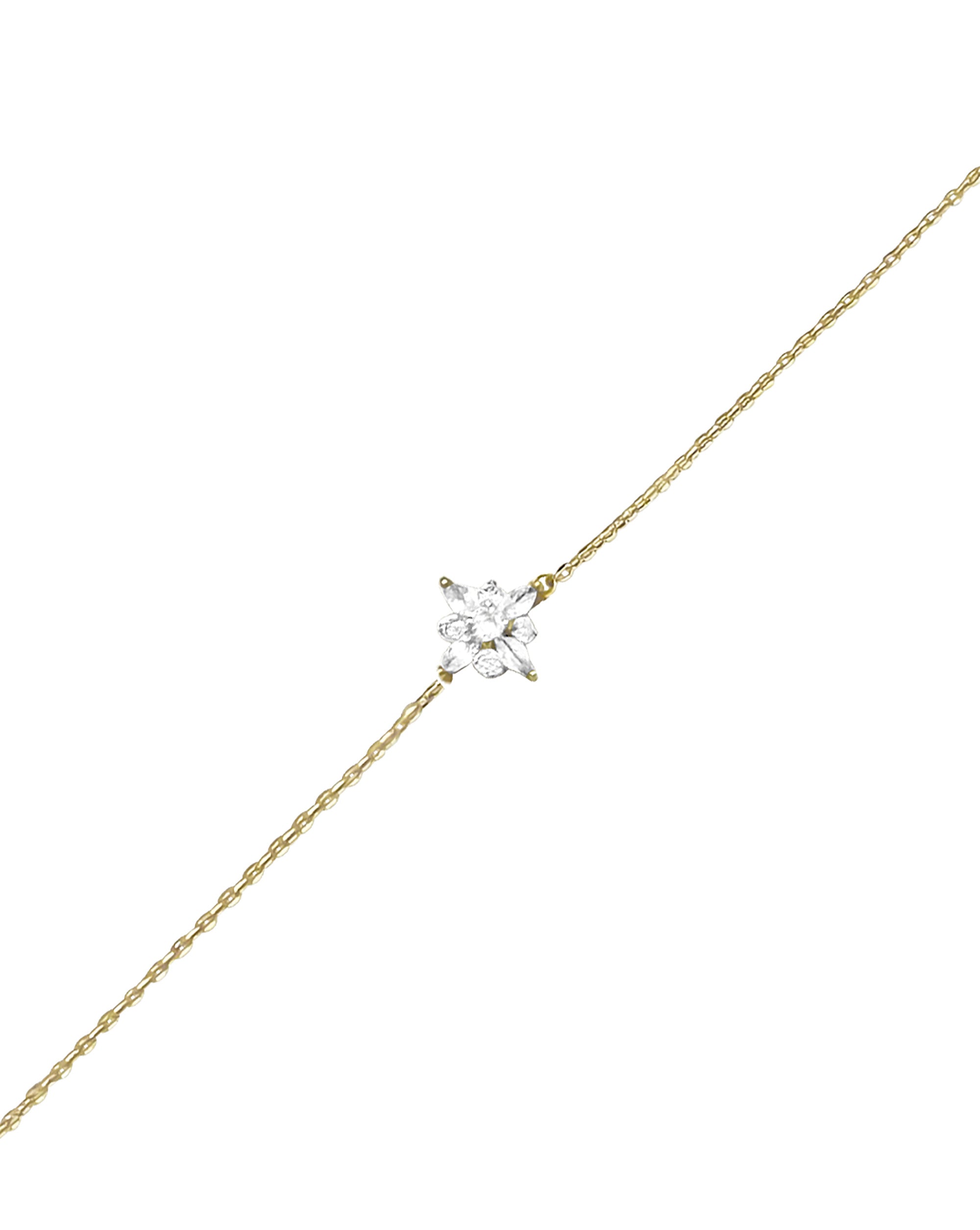 BRACELET EN ARGENT DORE FLEUR EN ZIRCONIUM