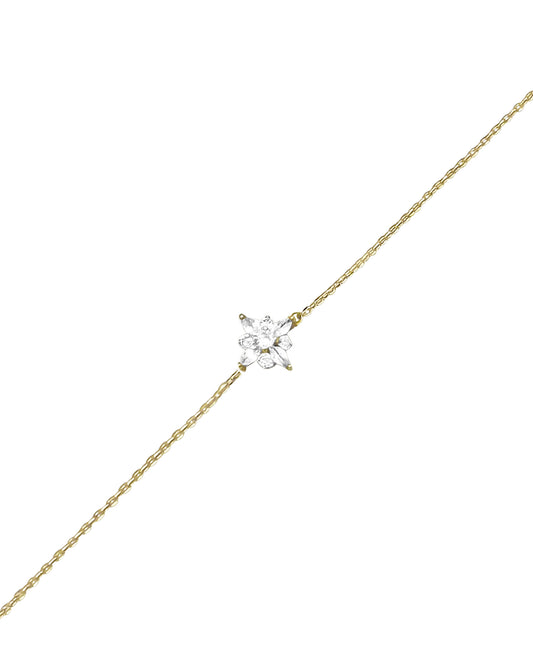 Bracelet en argent doré fleur en zirconium