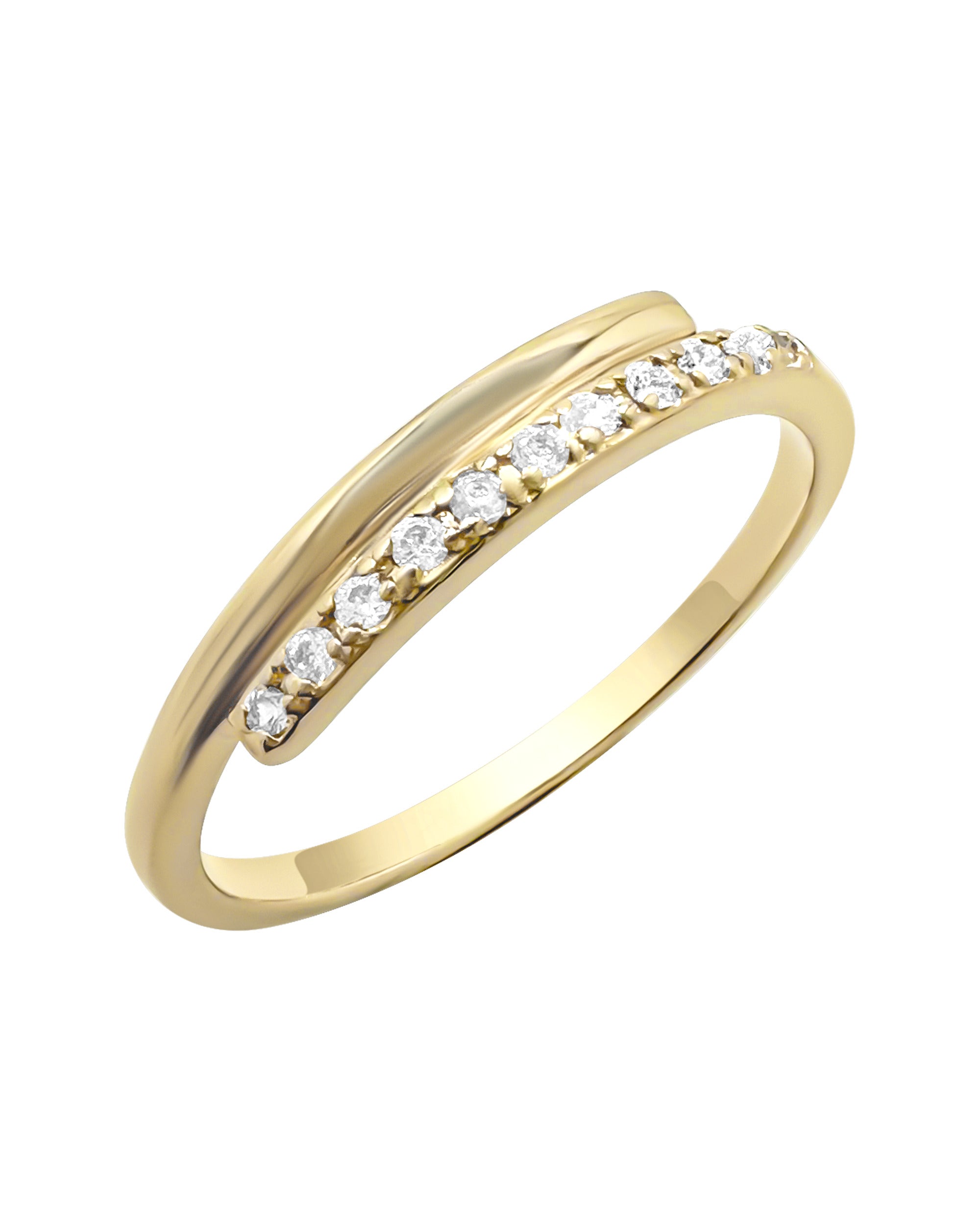 BAGUE EN PLAQUE OR DOUBLE LIGNES AVEC ZIRCONIUM