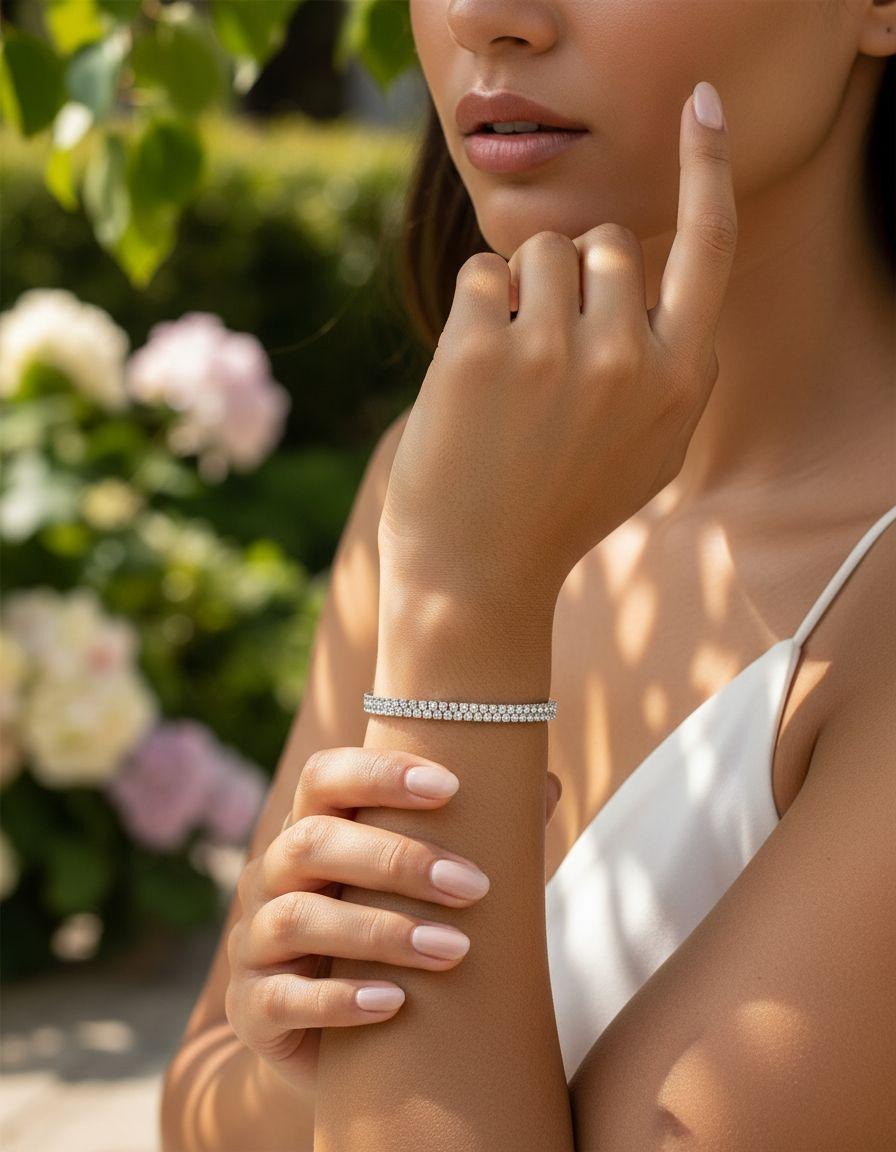 BRACELET EN ACIER RIVIERE AVEC STRASS