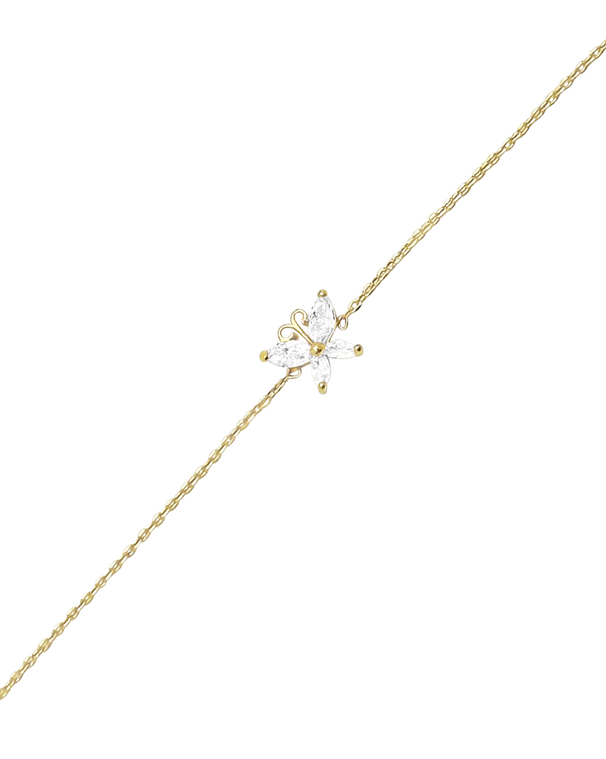 BRACELET EN PLAQUE OR AVEC PAPILLON EN ZIRCONIUM