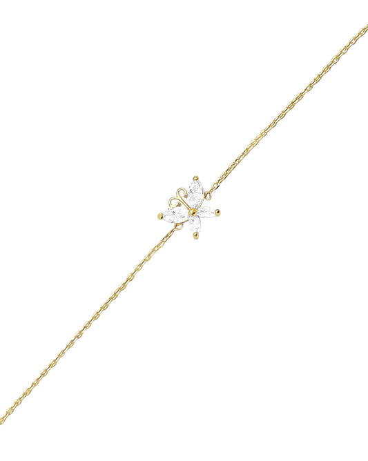 Bracelet femme plaqué or – papillon étincelant