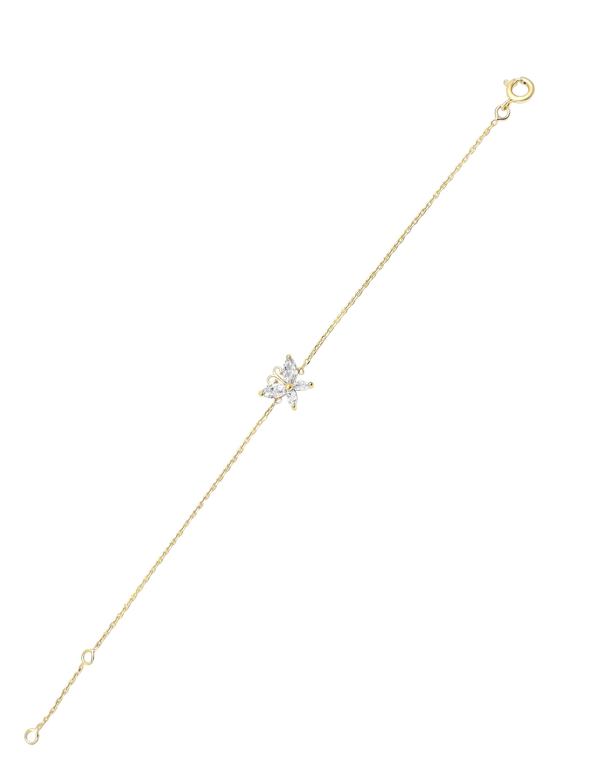 BRACELET EN PLAQUE OR AVEC PAPILLON EN ZIRCONIUM