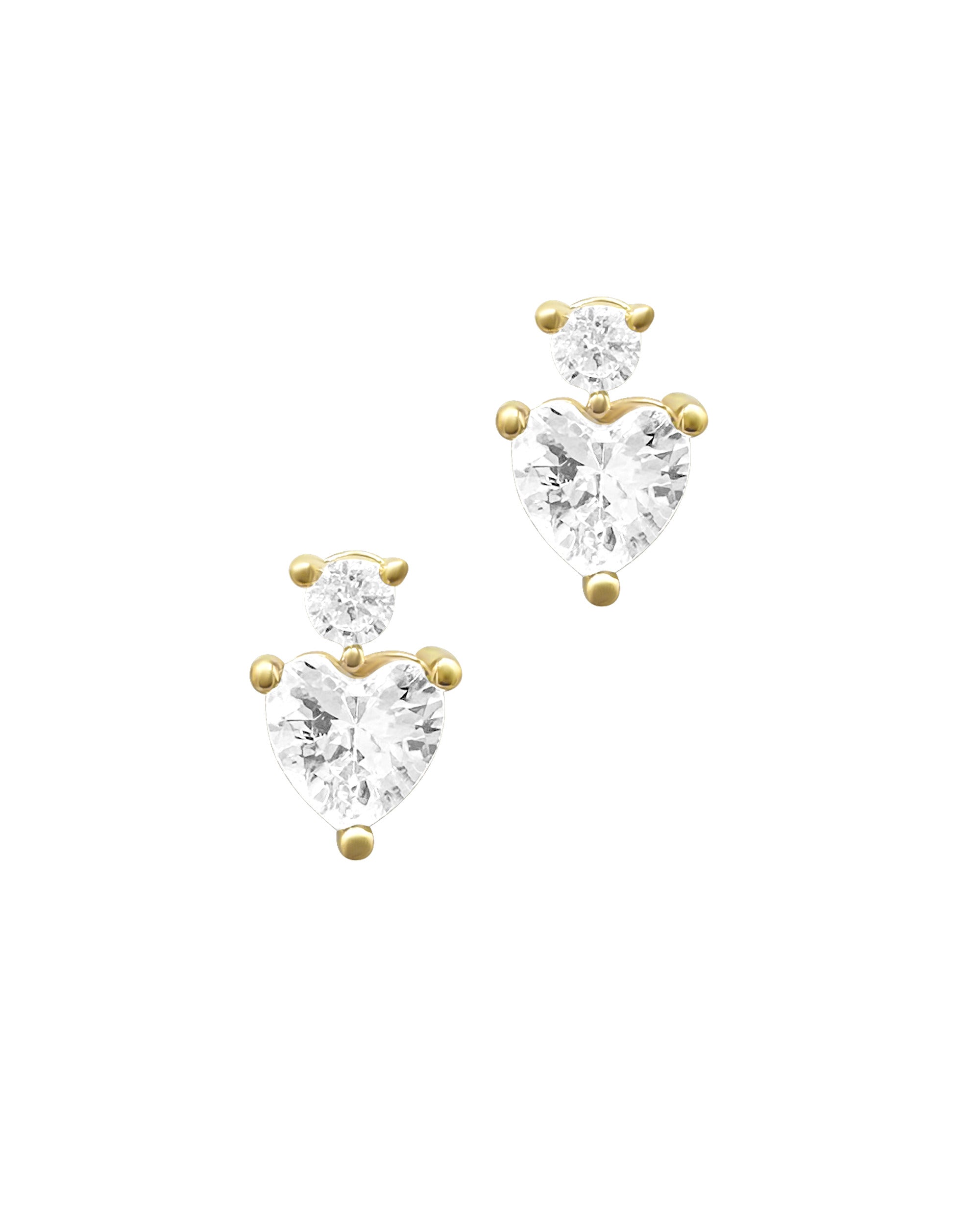 BOUCLES D'OREILLES  EN PLAQUE OR AVEC COEUR EN ZIRCONIUM