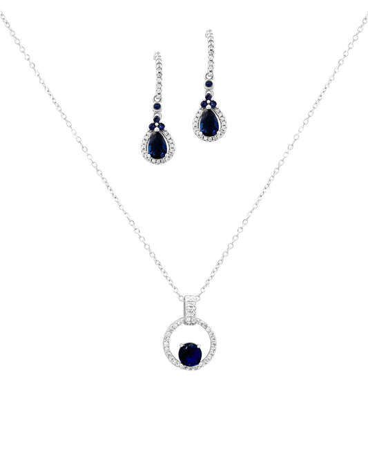 Parure en argent avec zirconium saphir