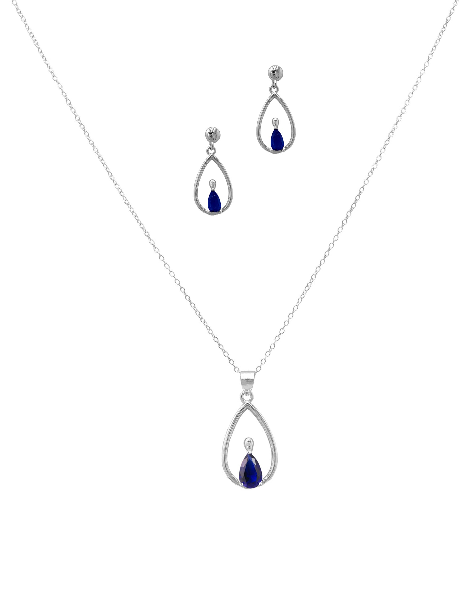 PARURE EN ARGENT GOUTTE AVEC ZIRCONIUM SAPHIR