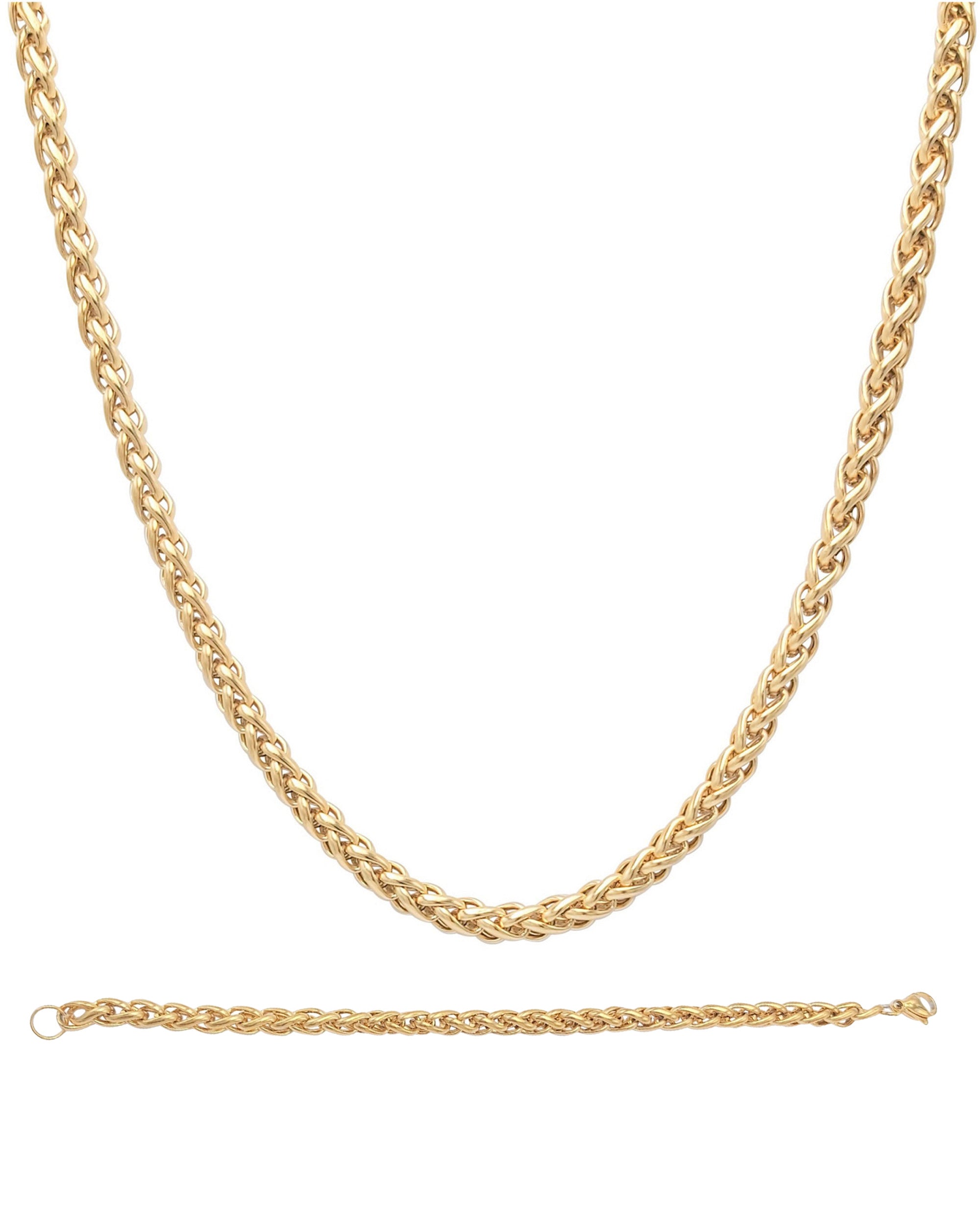 PARURE EN ACIER DORE MAILLE PALMIER