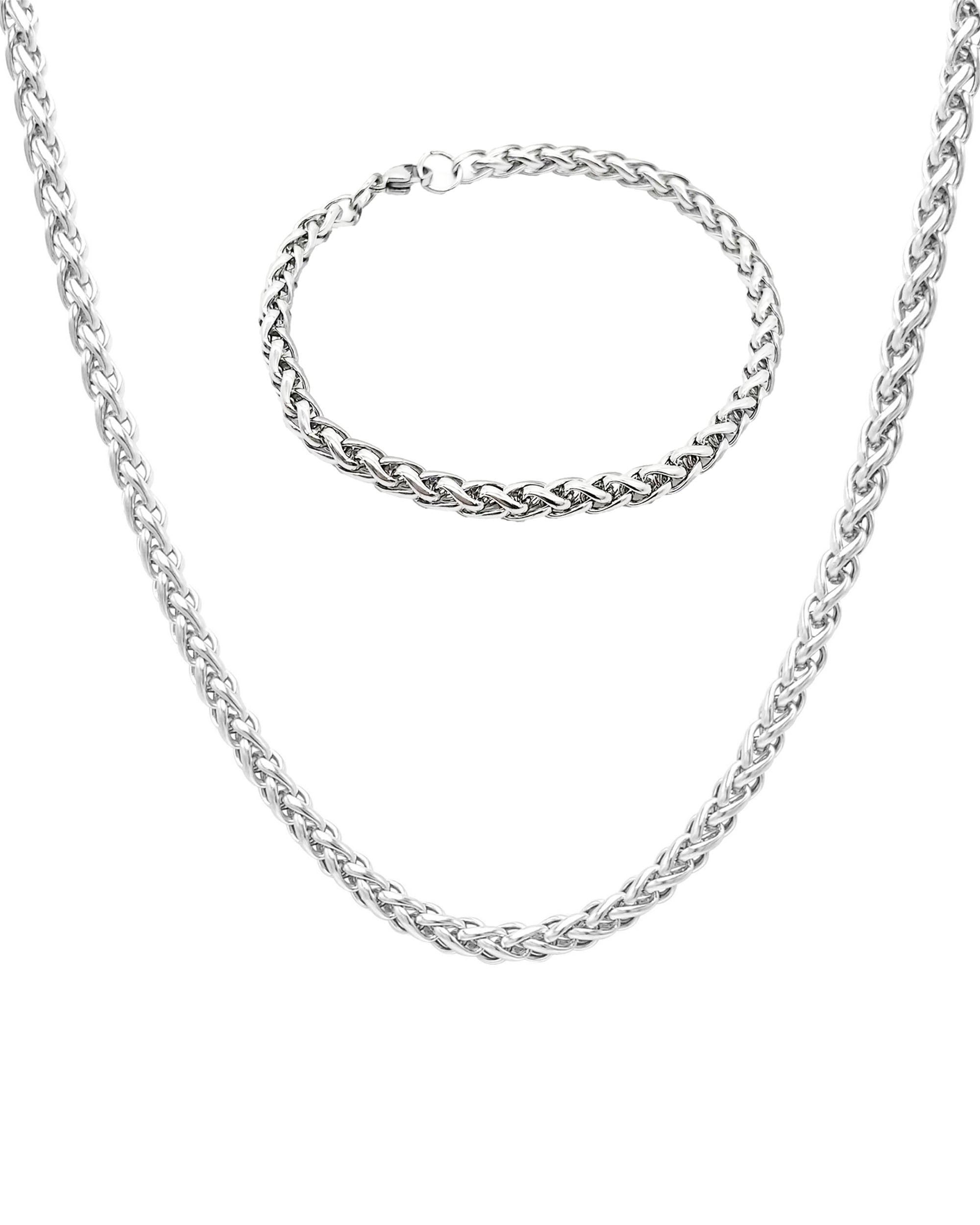 PARURE  EN ACIER MAILLE PALMIER