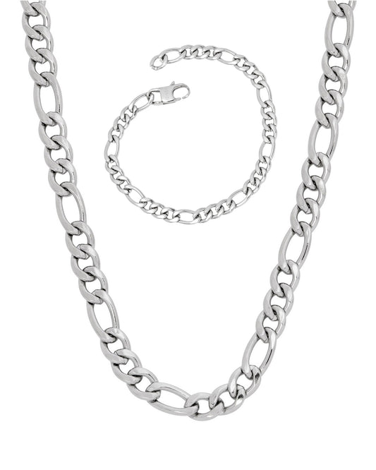Figaro large mesh steel jewelry set