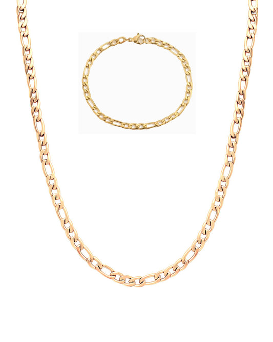 Figaro mesh gold steel jewelry set