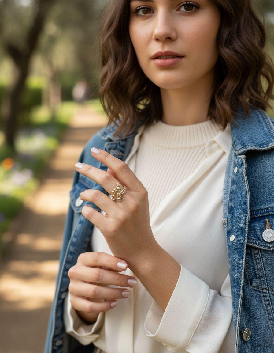 BAGUE EN ACIER BICOLORE AVEC BILLES