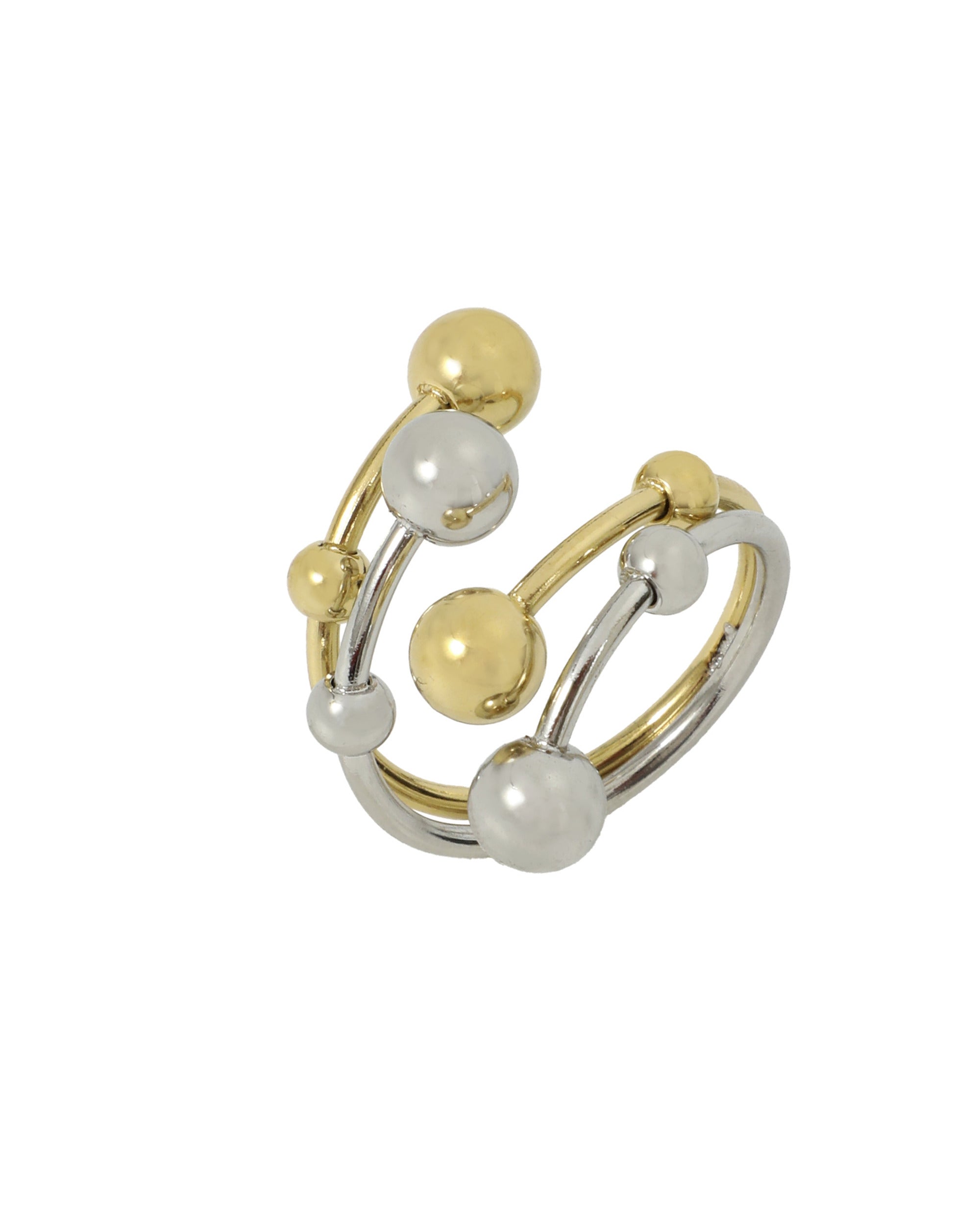 BAGUE EN ACIER BICOLORE AVEC BILLES