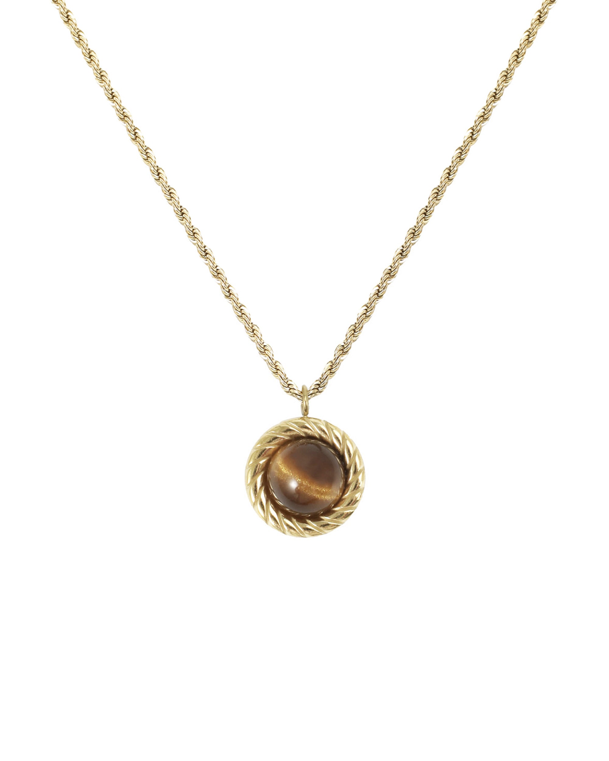 COLLIER EN ACIER DORÉ OEIL DE TIGRE