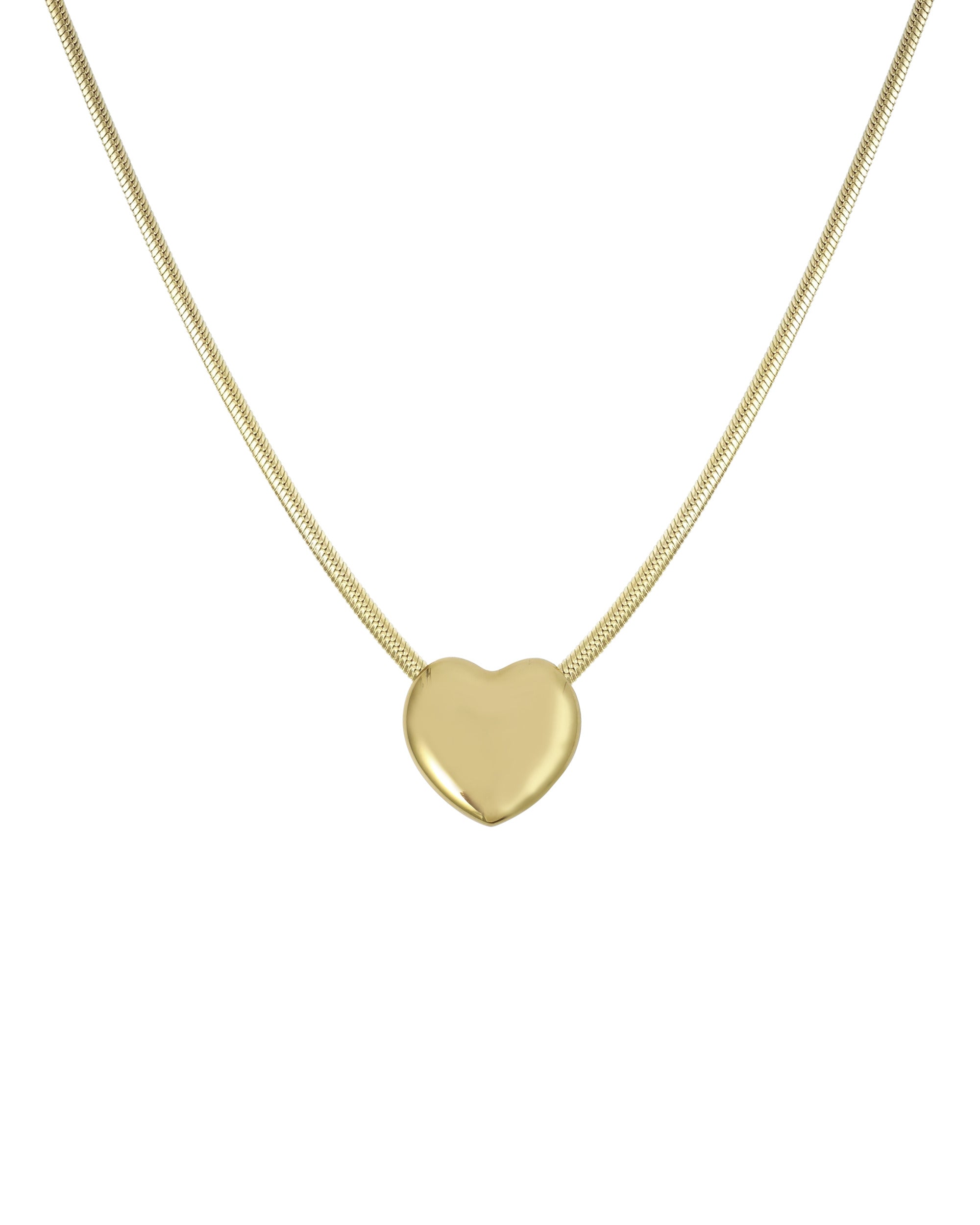 COLLIER EN ACIER DORÉ PENDENTIF COEUR BOMBÉ