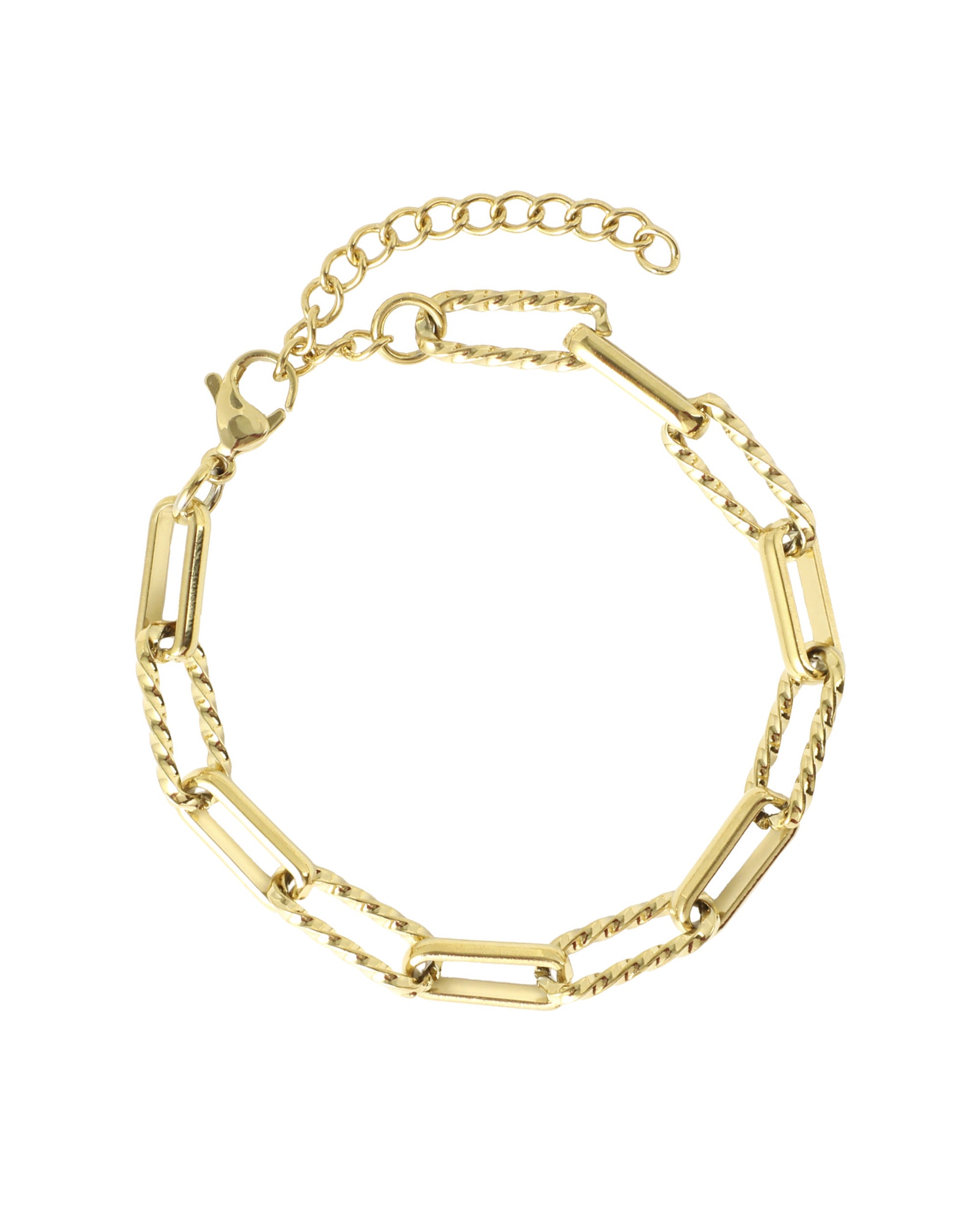 BRACELET ACIER DORÉ MOTIF RECTANGLE