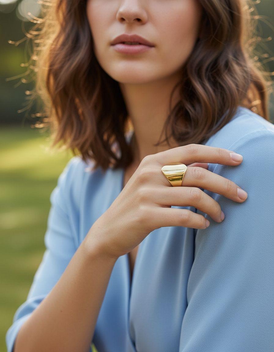 BAGUE EN ACIER DORÉ DESIGN SCULPTURALE