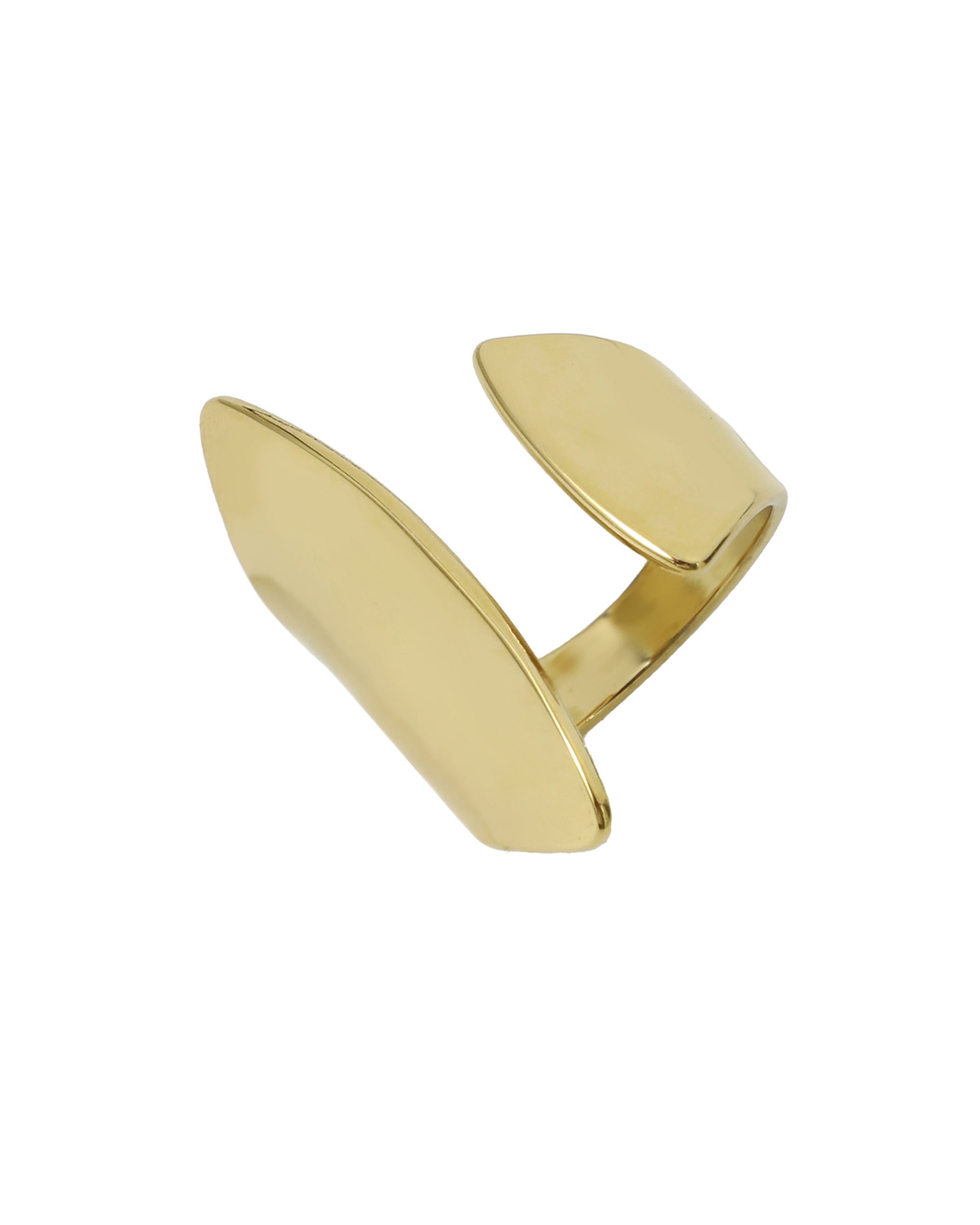 BAGUE EN ACIER DORÉ DESIGN SCULPTURALE