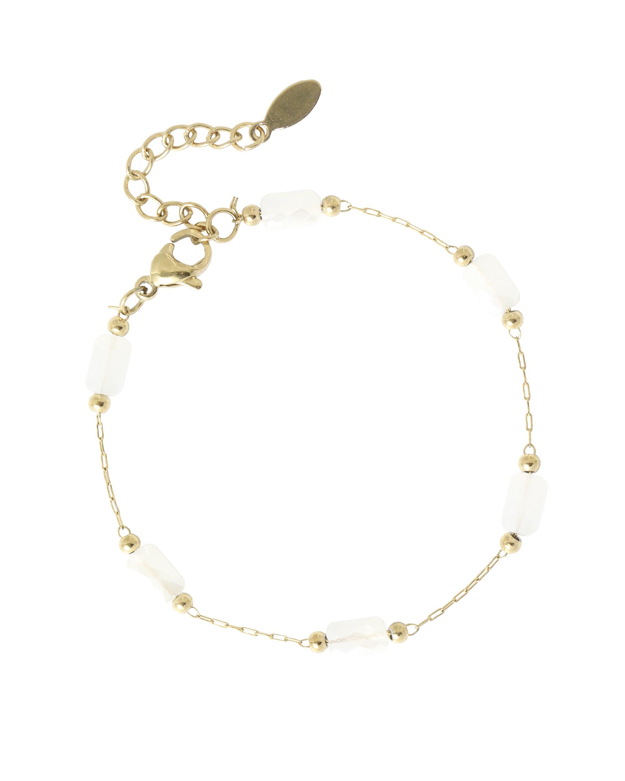 BRACELET EN ACIER DORÉ AVEC CYLINDRE BLANC