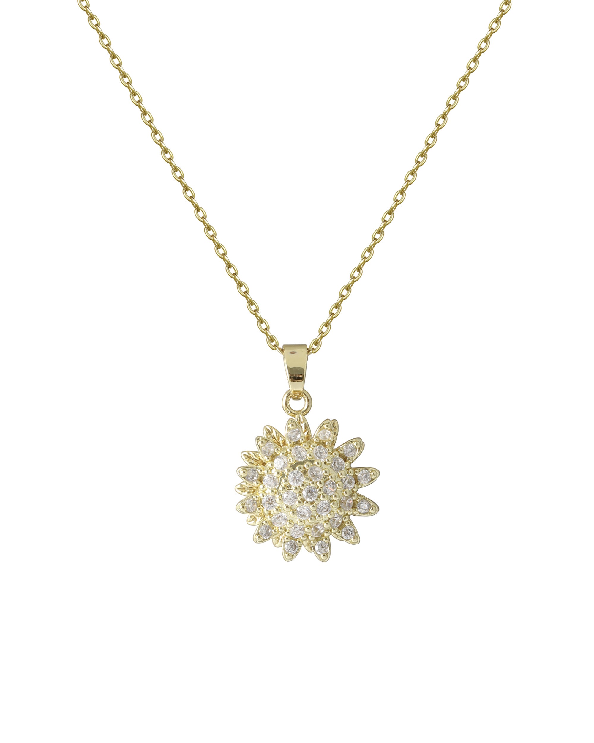 COLLIER EN ACIER DORE PENDENTIF SOLEIL EN ZIRCONIUM