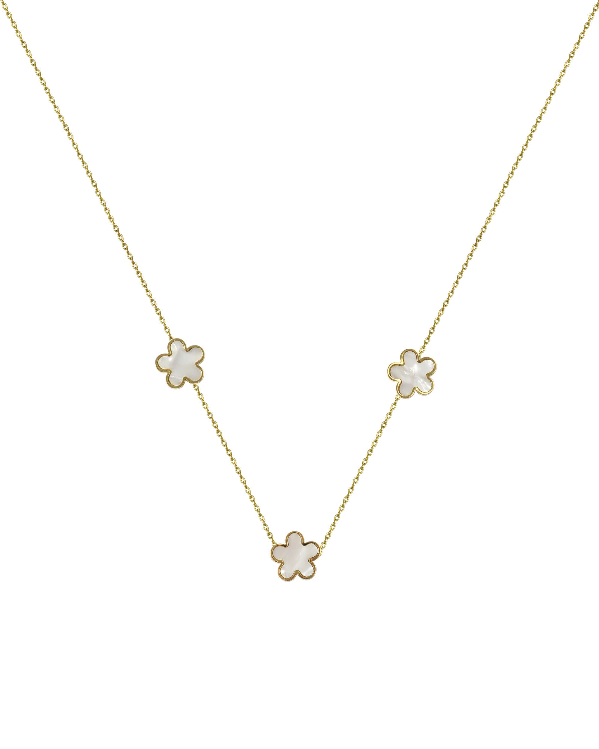 COLLIER EN ACIER DORÉ AVEC FLEUR NACRE BLANC