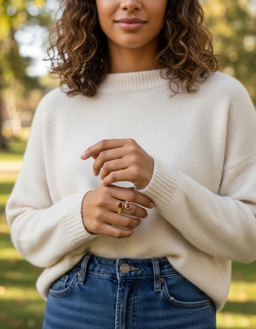 BAGUE EN ACIER DORÉ STRILLÉ AVEC PASTILLE RUBIS