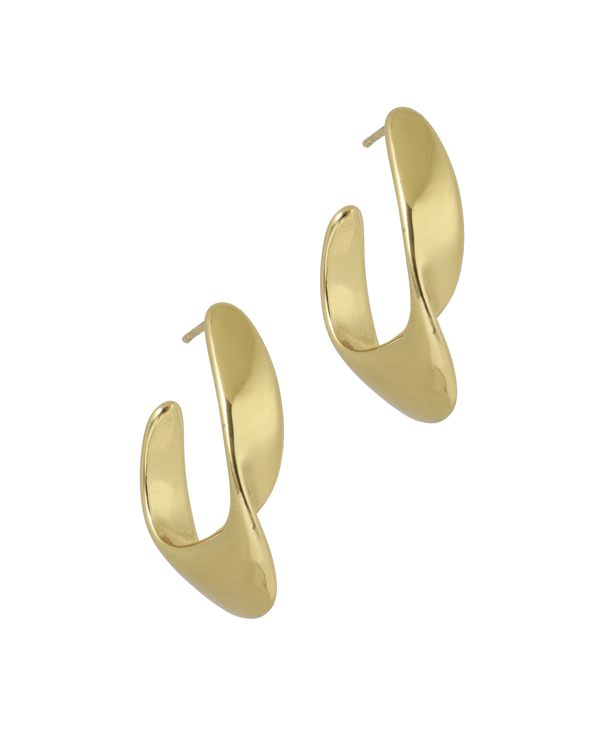 CREOLES EN ACIER DORE SCULPTURALE