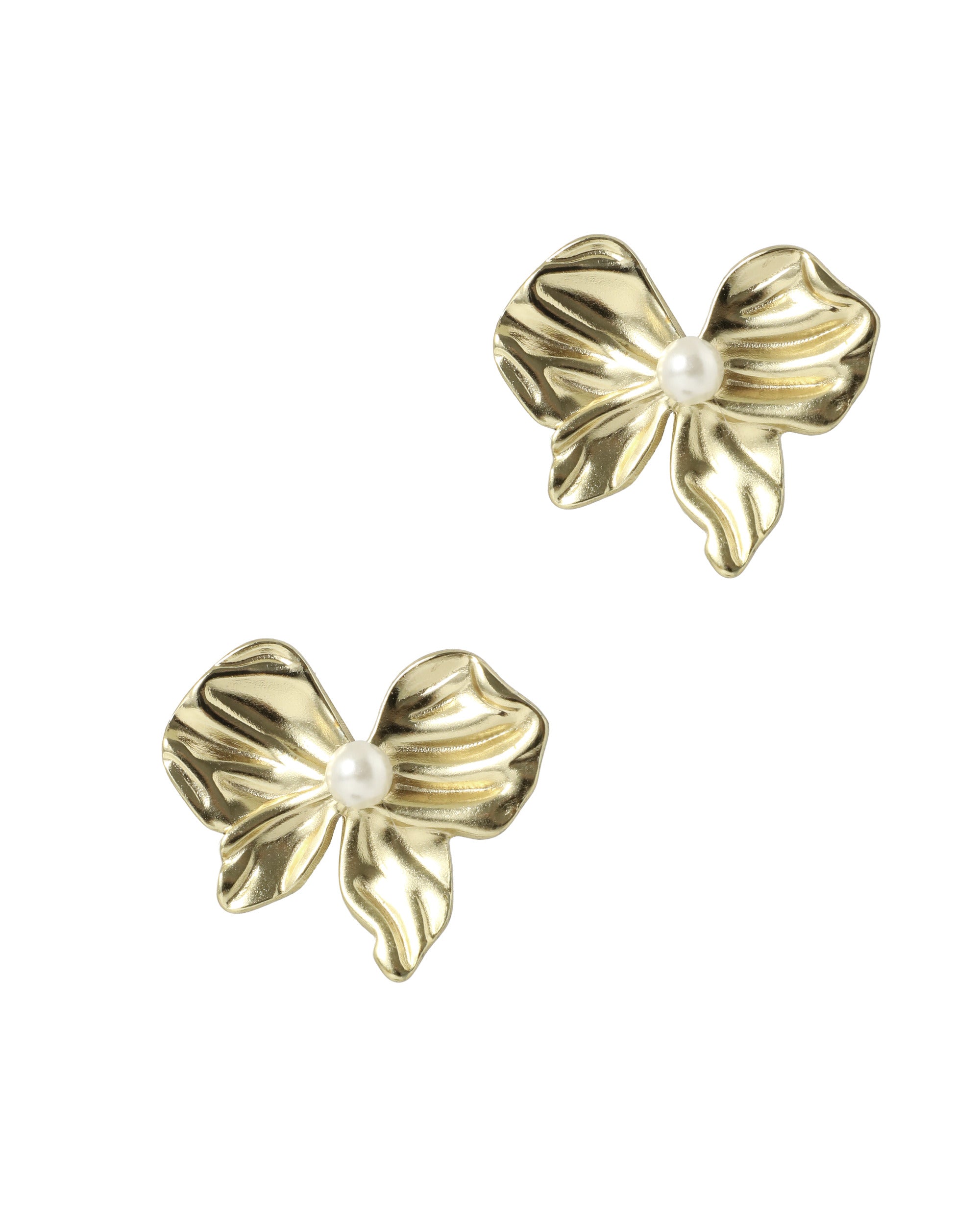 BOUCLES D'OREILLES MOTIF NOEUD AVEC PERLE