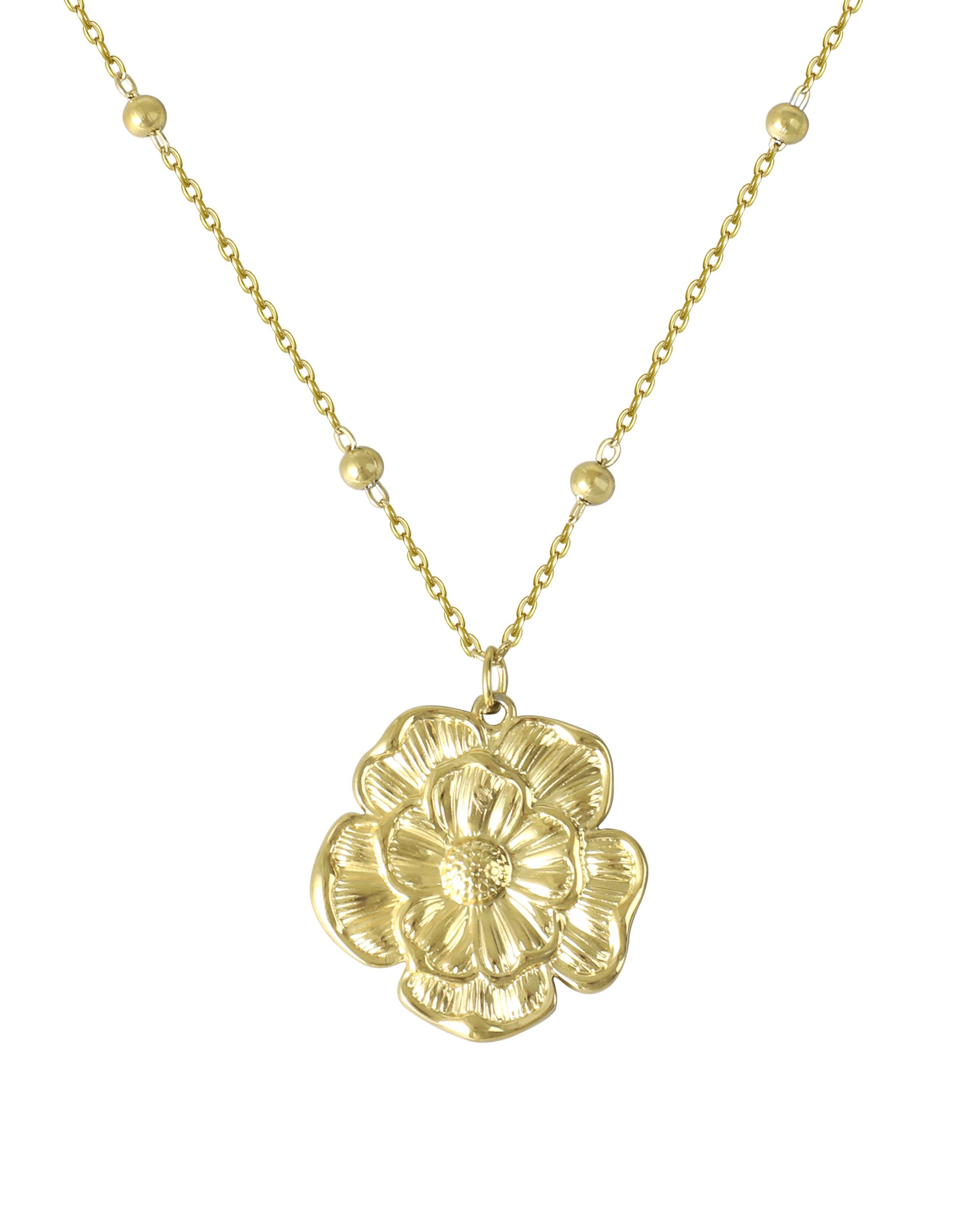 COLLIER EN ACIER DORE FLEUR