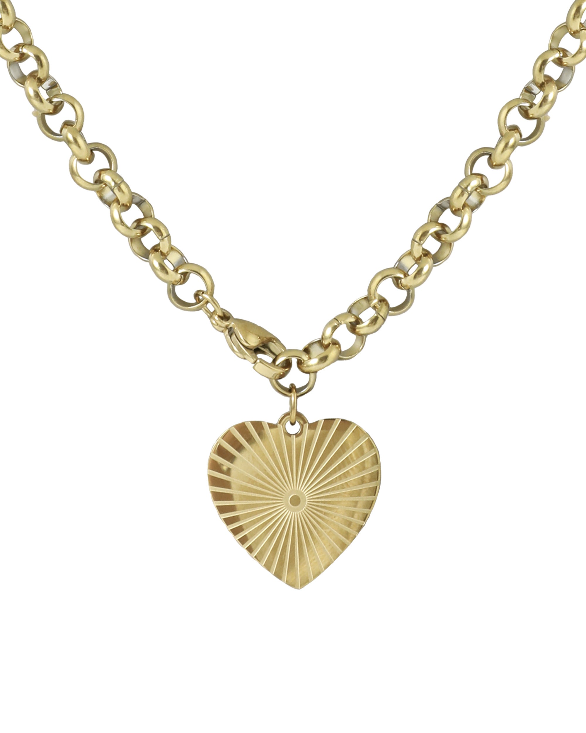 COLLIER EN ACIER DORE PENDENTIF COEUR